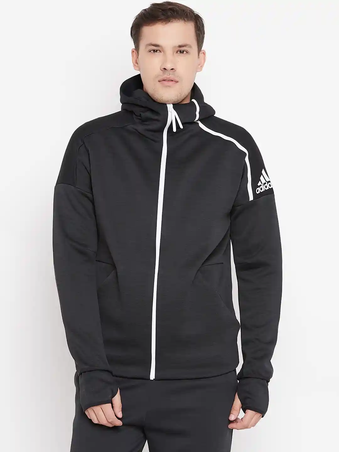 Buy ADIDAS Men Black Solid Fast Release Hoodie Sweatshirt