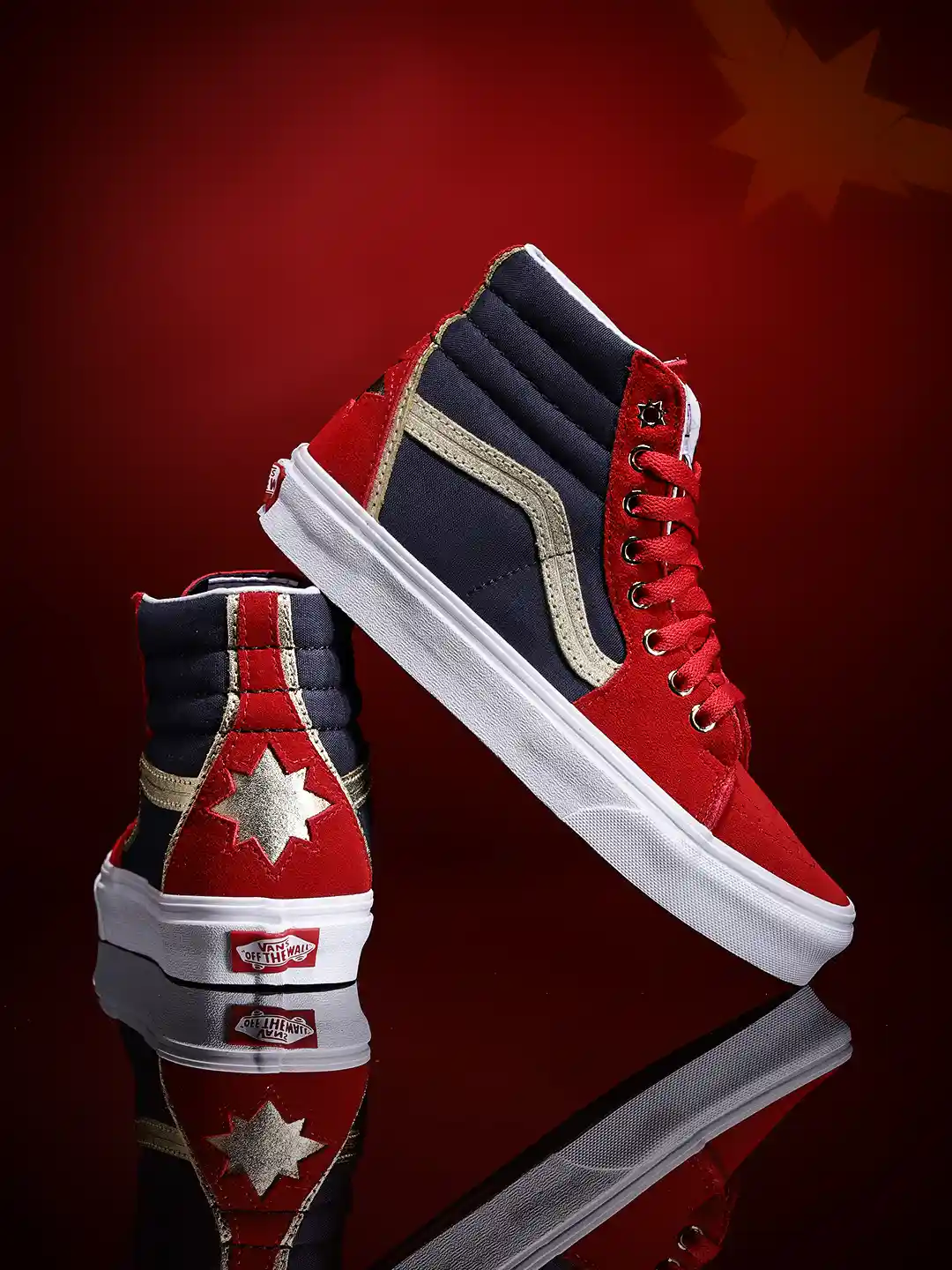 Buy Vans Women Red Navy Blue Marvel Captain Colourblocked Mid