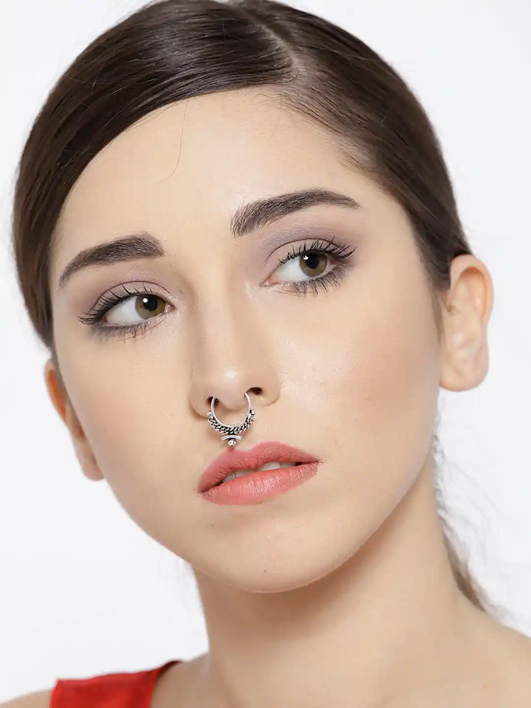 Buy FIROZA Oxidised German Silver-Toned Tribal Clip-On Septum Nose