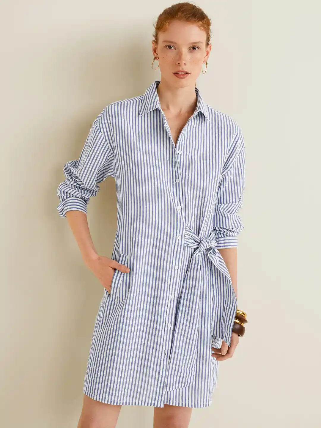 Womens Dresses Mango Striped Shirt Dress MANGO Women Blue