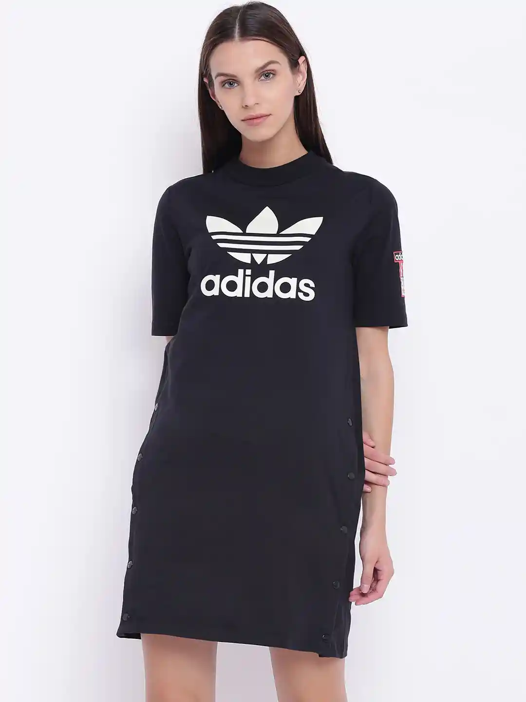 Buy ADIDAS Originals Women Black White Printed T-shirt Dress