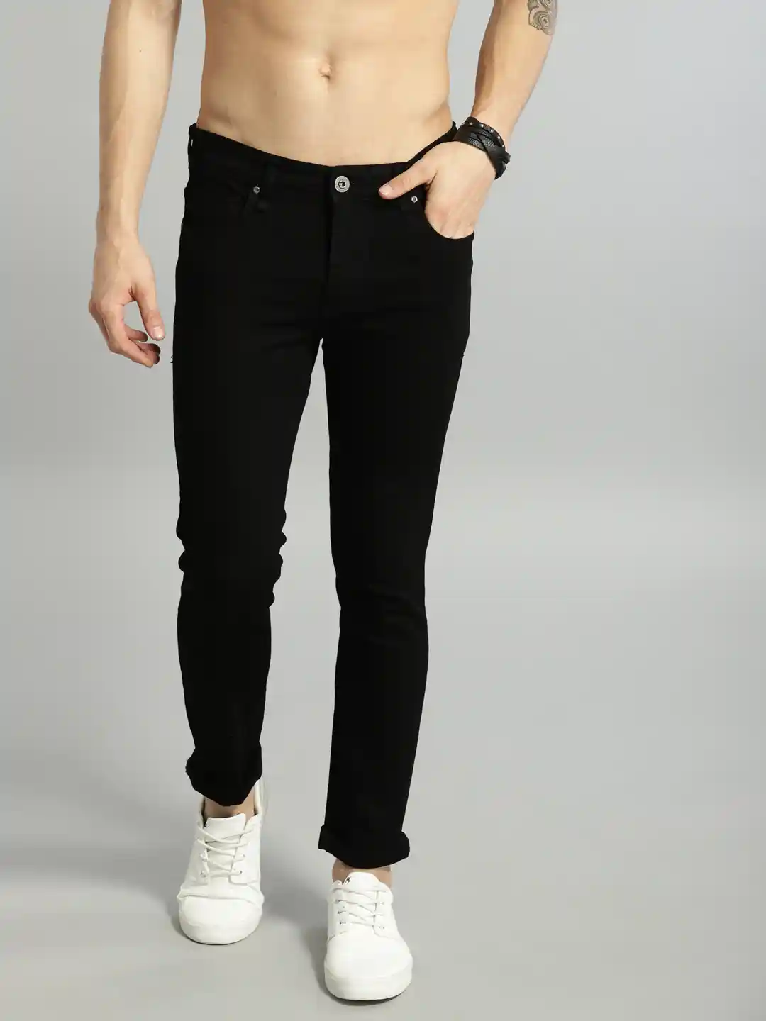 Buy Roadster Men Black Skinny Fit Mid-Rise Clean Look Stretchable