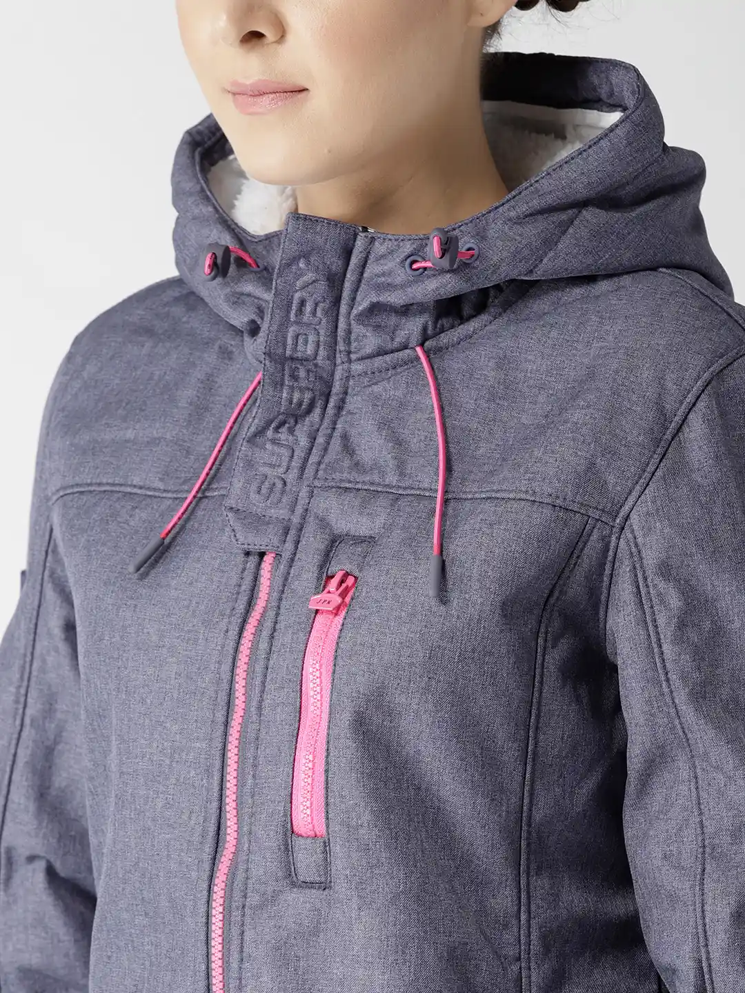 Buy Superdry Women Blue Solid Hooded Windtrekker Sporty Jacket