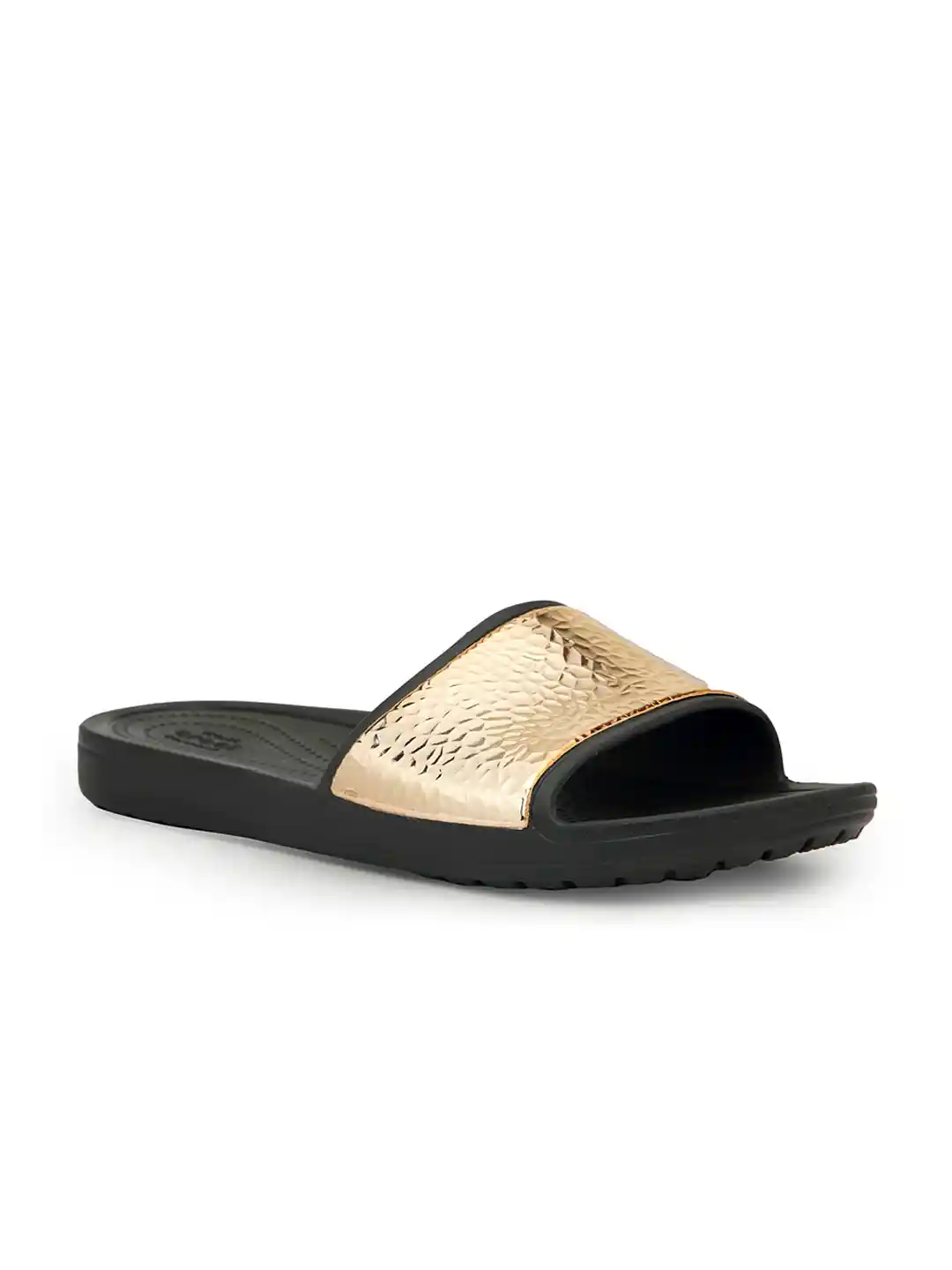 Buy Crocs Sloane Women Black Gold-Toned Solid Sliders Flip Flops
