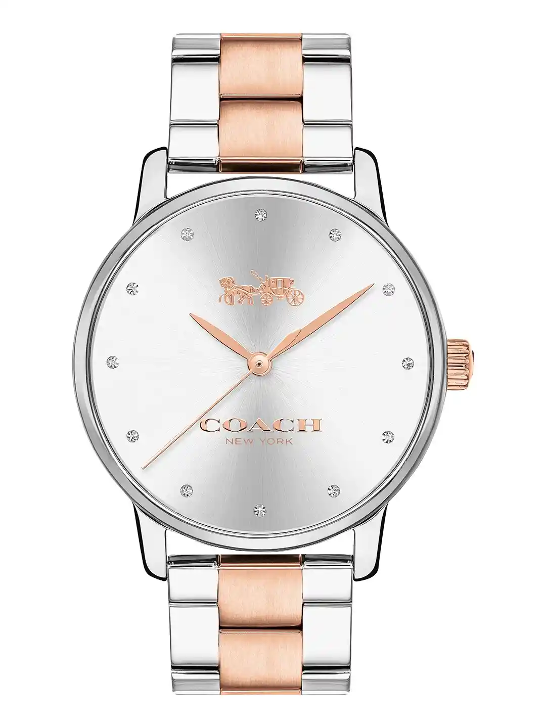 Buy Coach Women Silver-Toned Rose Gold Analogue Watch Watches - Main Image