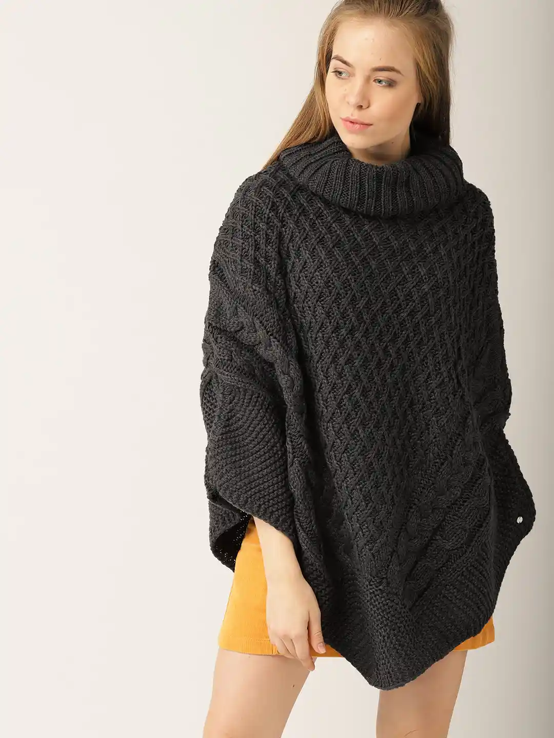 Myntra Womens Black Poncho Sweater ESPRIT Women Charcoal