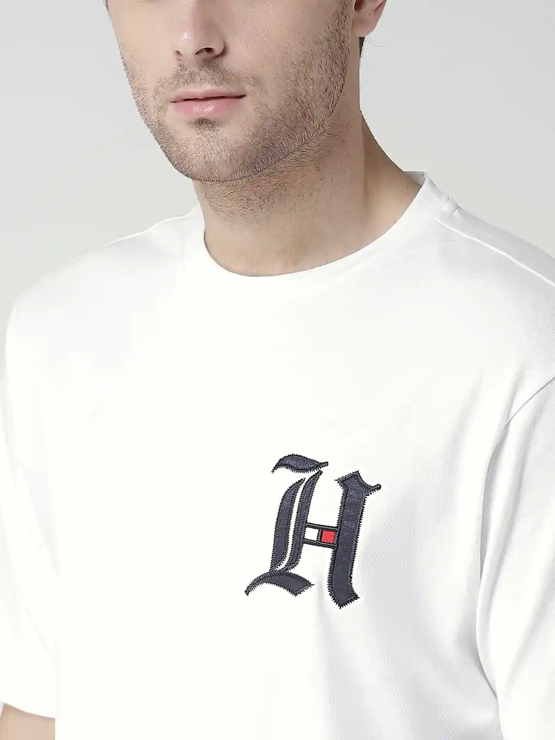 Buy Tommy Hilfiger LEWIS HAMILTON Men White Solid Round Neck T