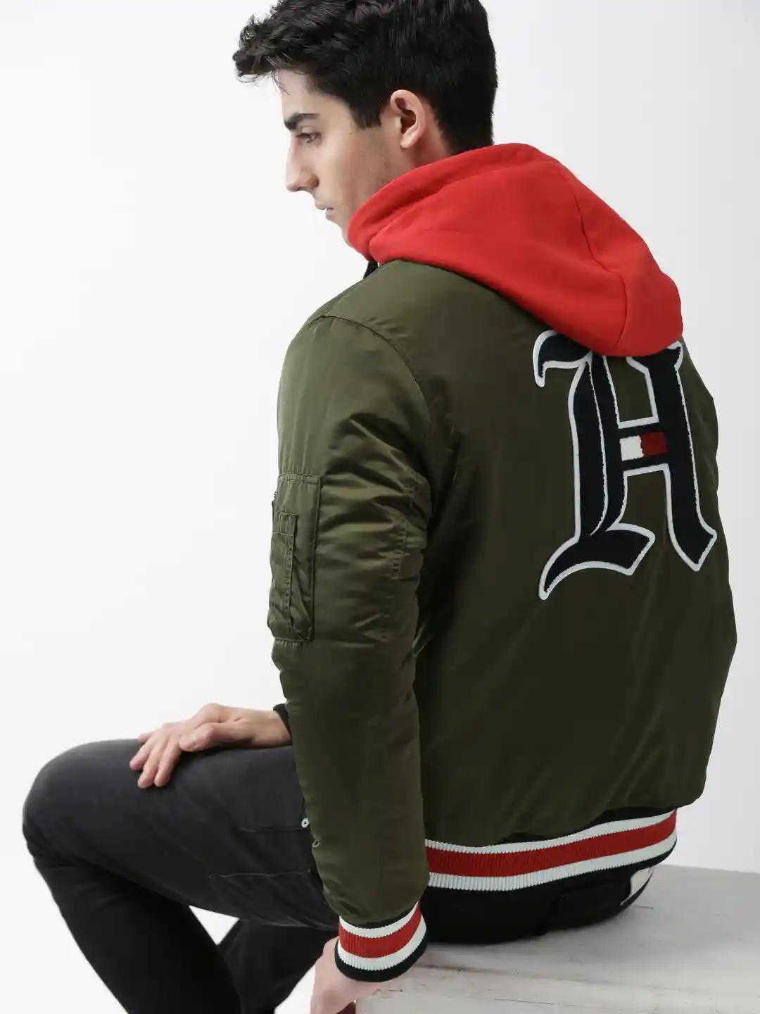 Buy Tommy Hilfiger LEWIS HAMILTON Men Olive Green Bomber with
