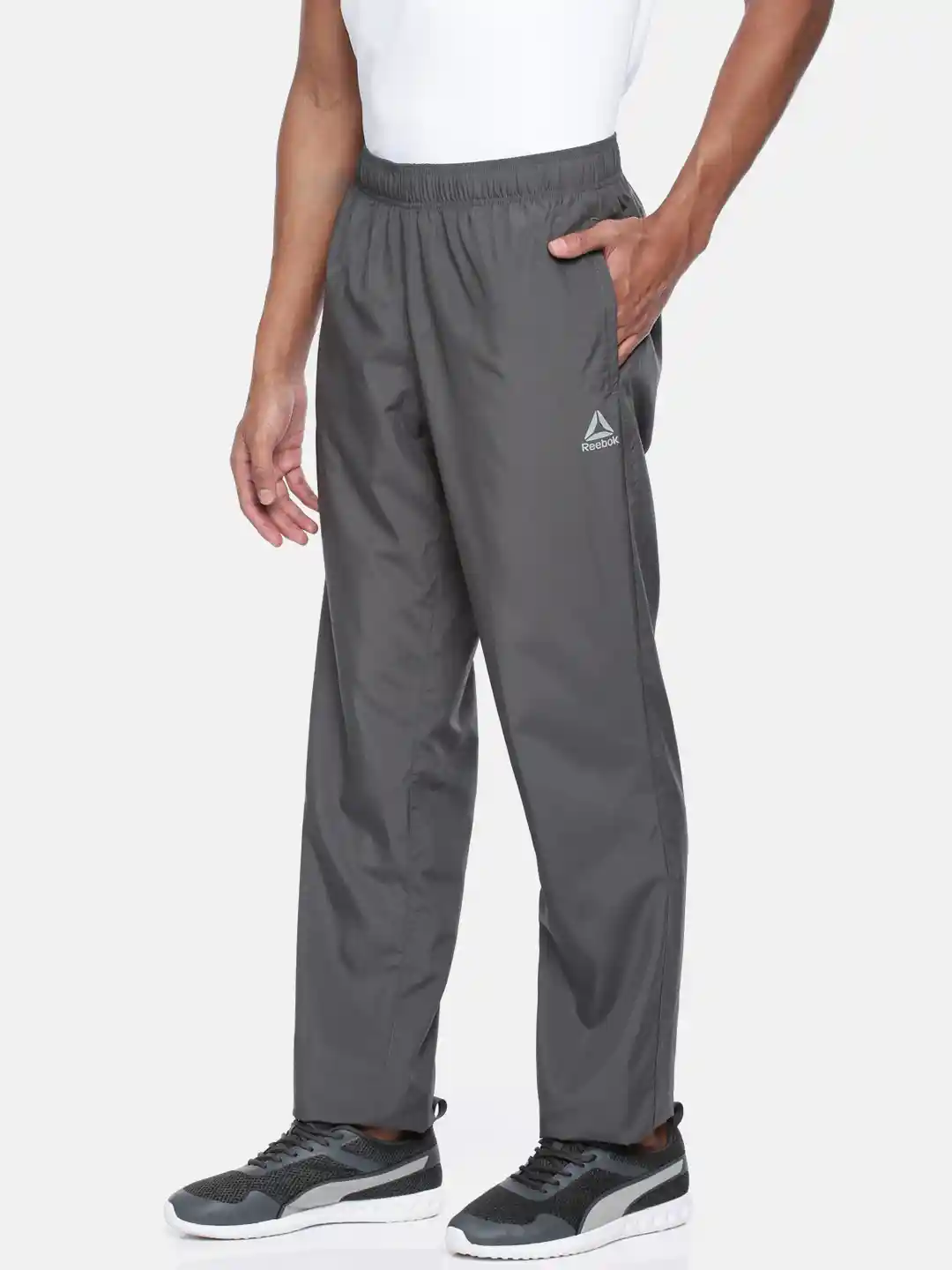 Buy Reebok Men Charcoal Grey EL Woven Unlined Training Track Pants