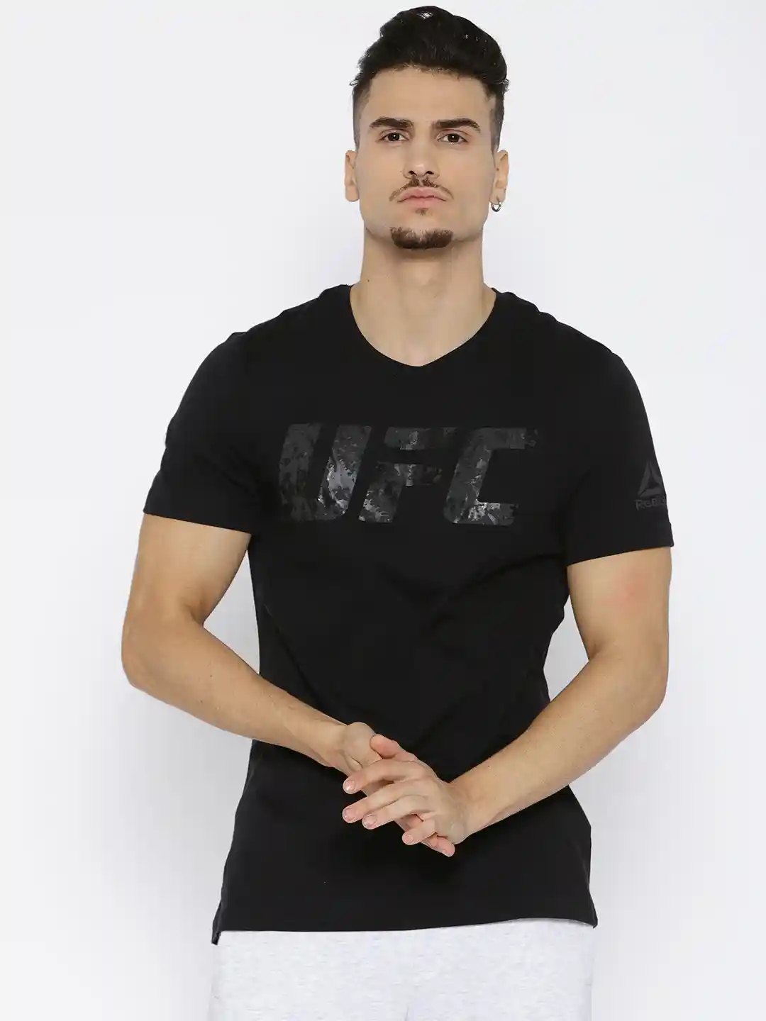 Buy Reebok Men Black UFC FG Logo Mixed Martial Arts Pure Cotton T - Main Image