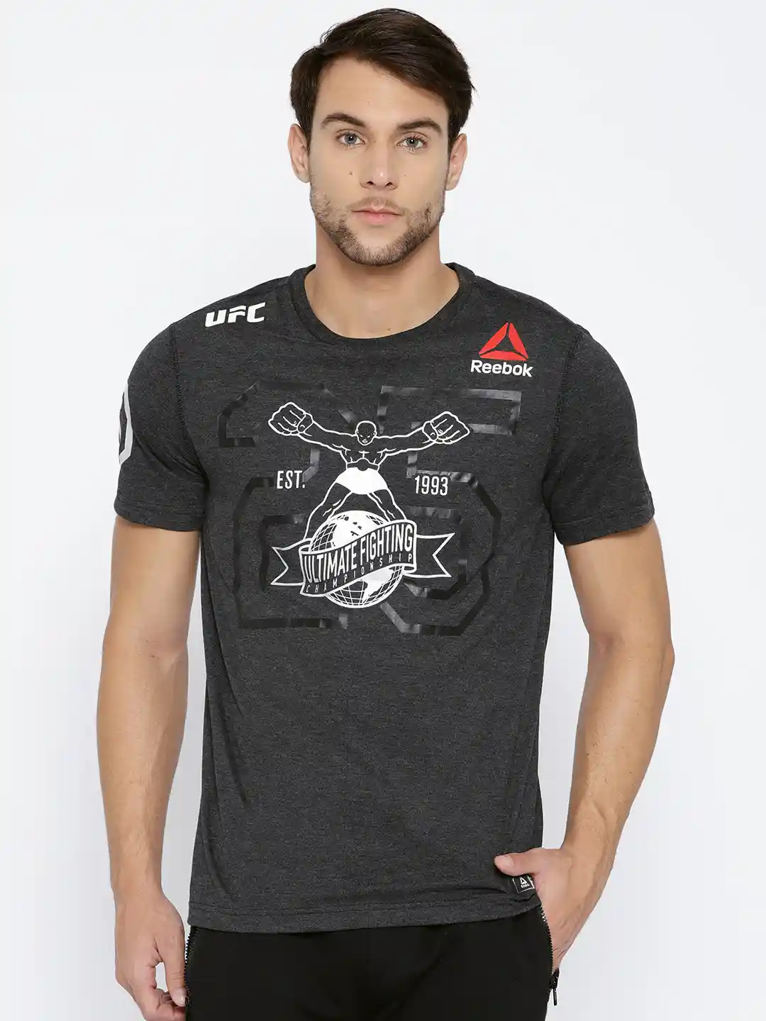 Buy Reebok Men Charcoal Grey Printed UFC Fight Kit Decorated