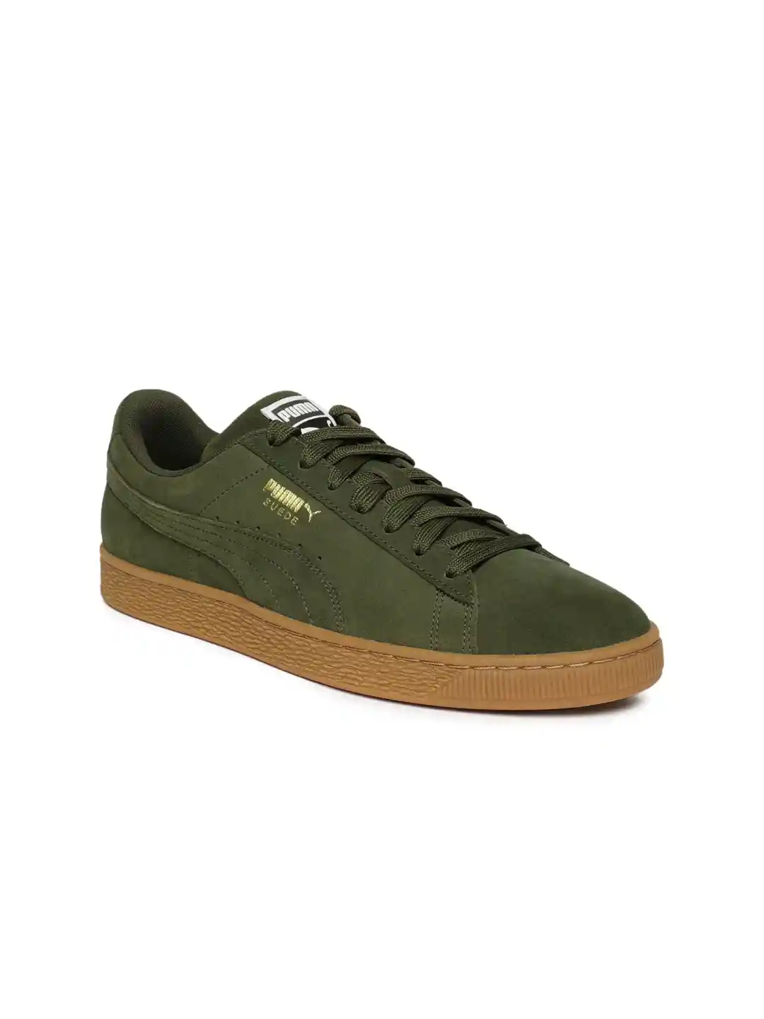 Buy Puma Men Olive Green Suede Classic Sneakers Casual Shoes for