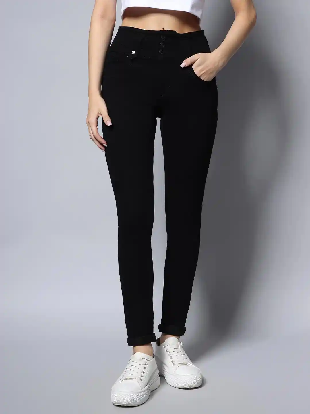 Waisted Skinny Jeans Girls High Waisted Black Jeans Women Super - Main Image