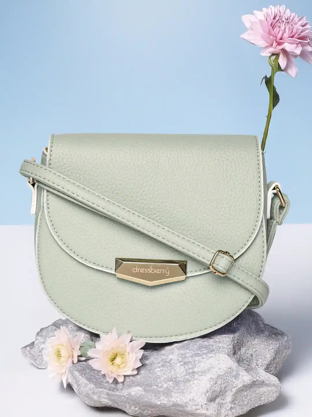 DressBerry Mint Green Solid Sling Bag
