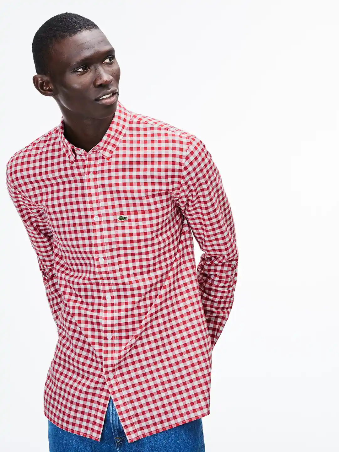 Buy Lacoste Men Red White Regular Fit Checked Casual Shirt