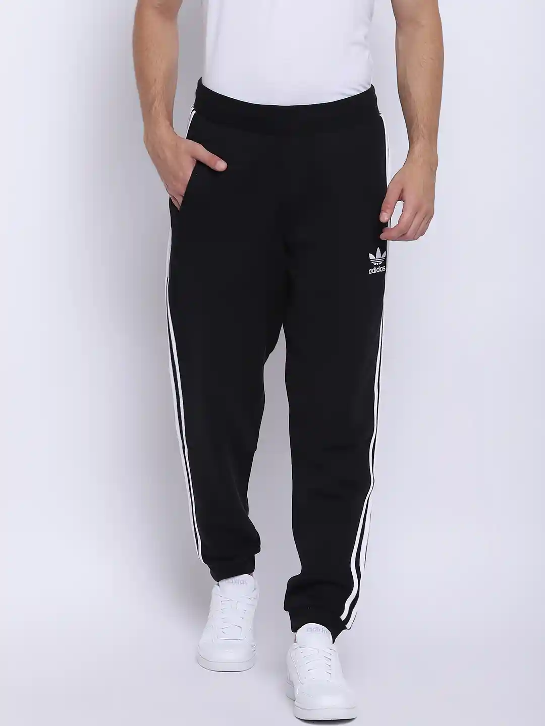 Buy ADIDAS Originals Men Black 3-Stripes Solid Joggers Track