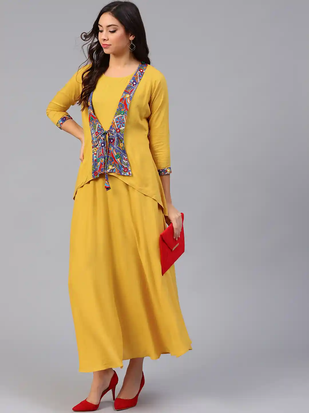 Buy Athena Women Mustard Yellow Solid Maxi Dress Dresses for