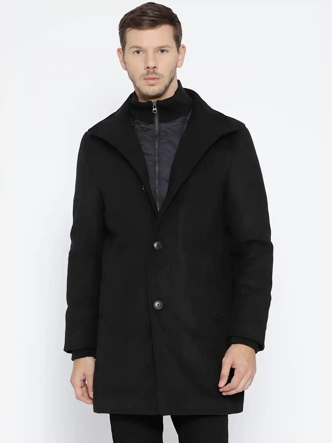 Outerwear Esprit Wool Jacket ESPRIT Men Black Solid Overcoat