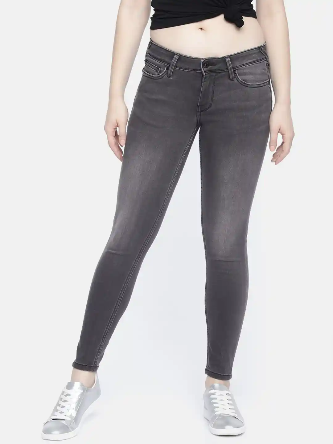 Buy Pepe Jeans Women Black Lola Slim Fit Mid-Rise Clean Look