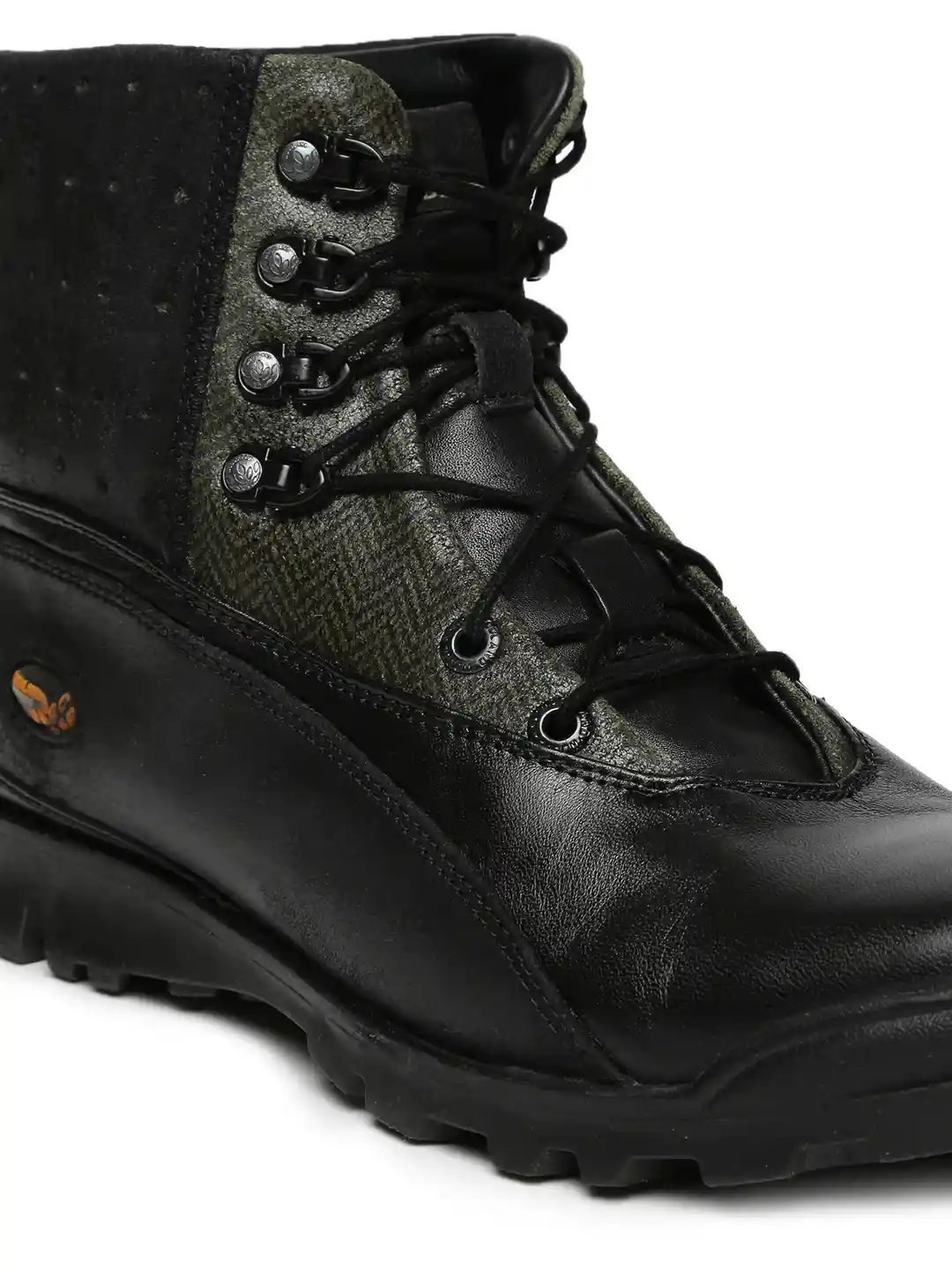 Buy Woodland Men Black Leather High-Top Flat Boots Boots for Men