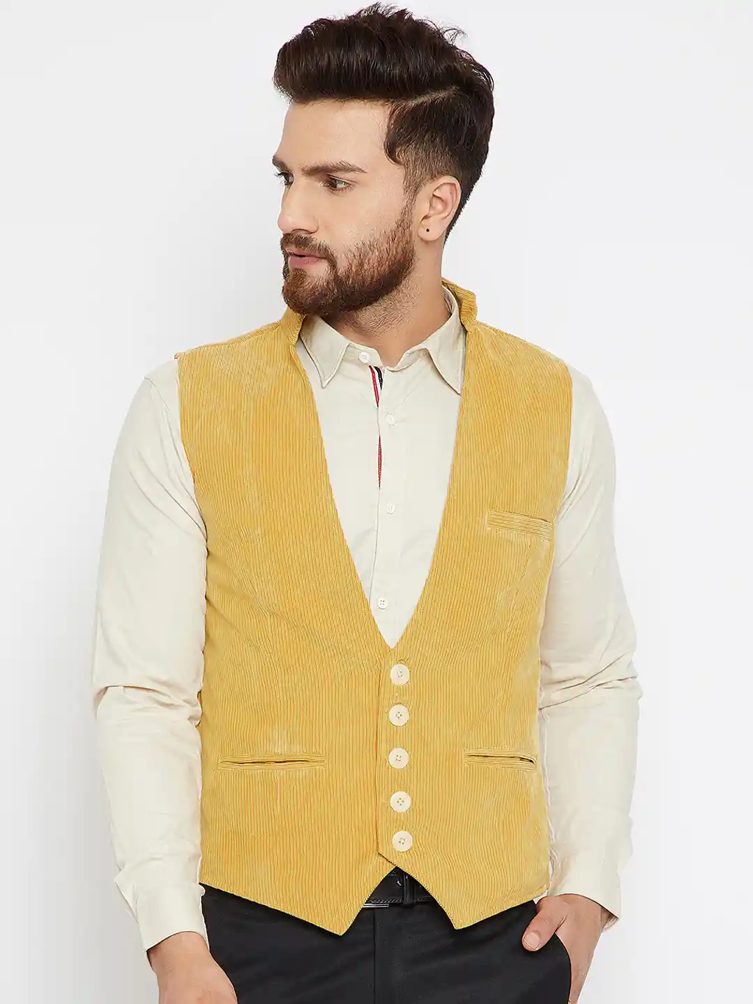 Buy even Men Yellow Waistcoat Nehru Jackets for Men 7466014 Myntra