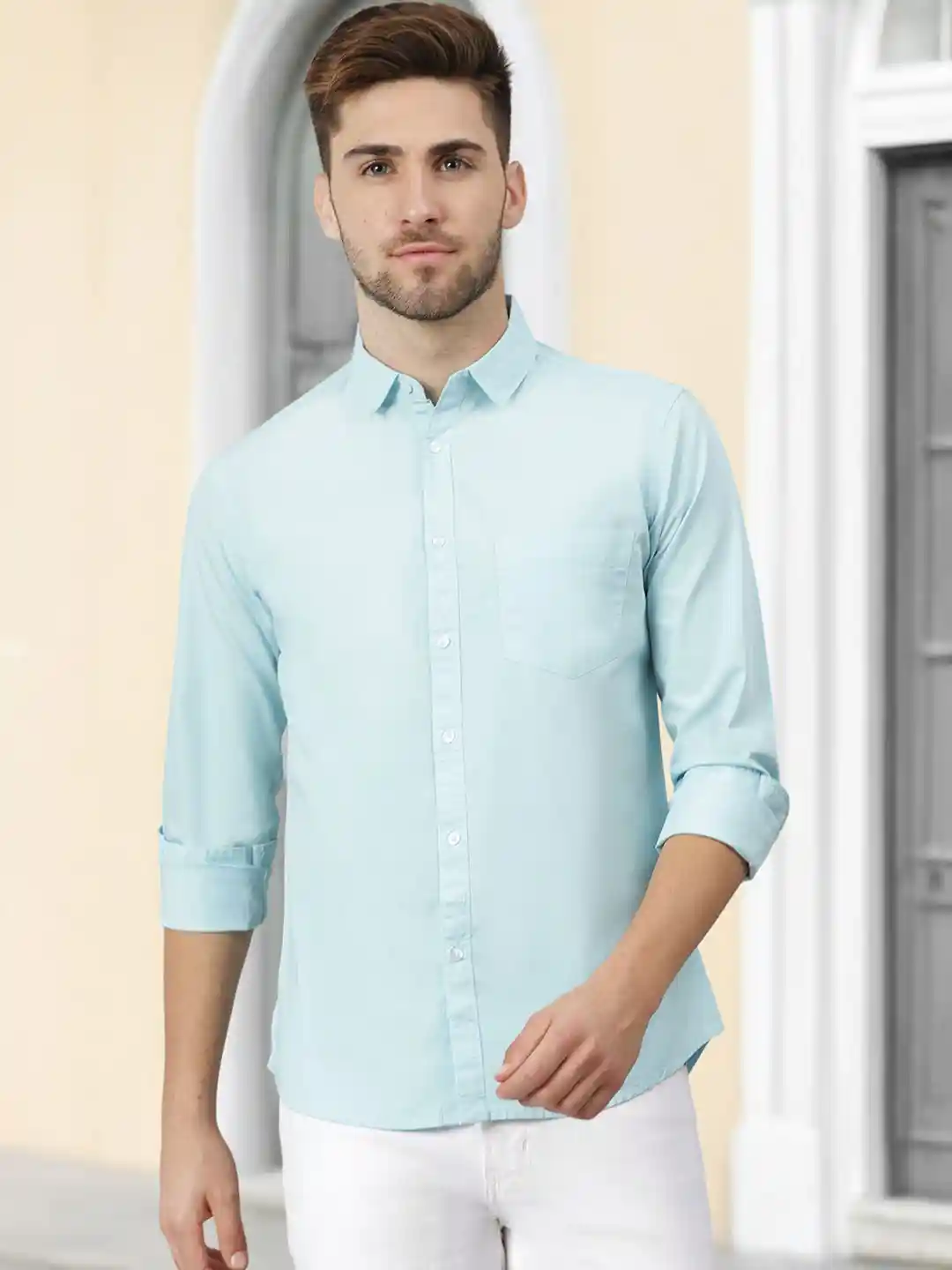 Buy Dennis Lingo Men Blue Slim Fit Solid Casual Shirt Shirts for