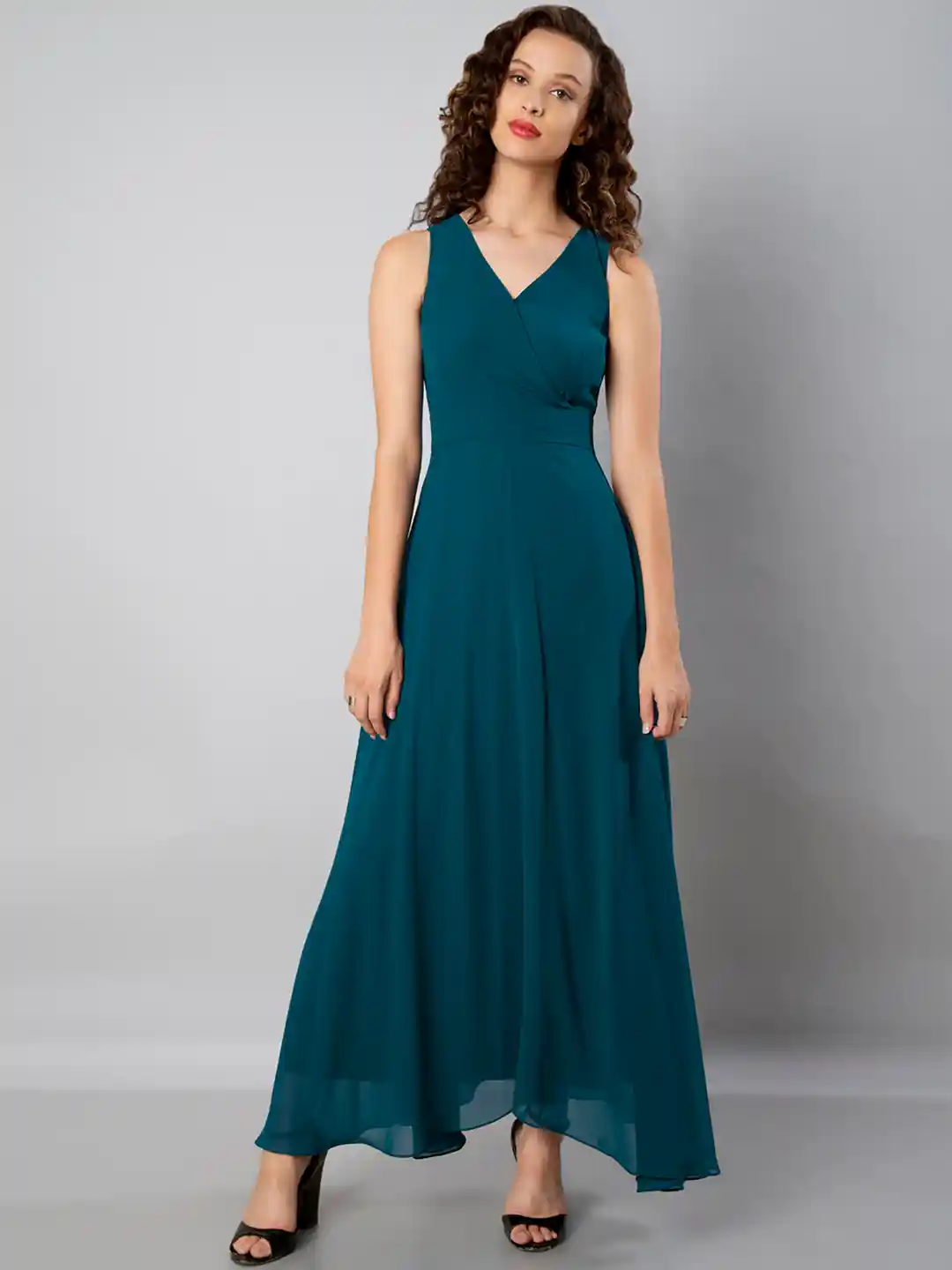 Buy FabAlley Women Teal Solid Maxi Dress Dresses for Women