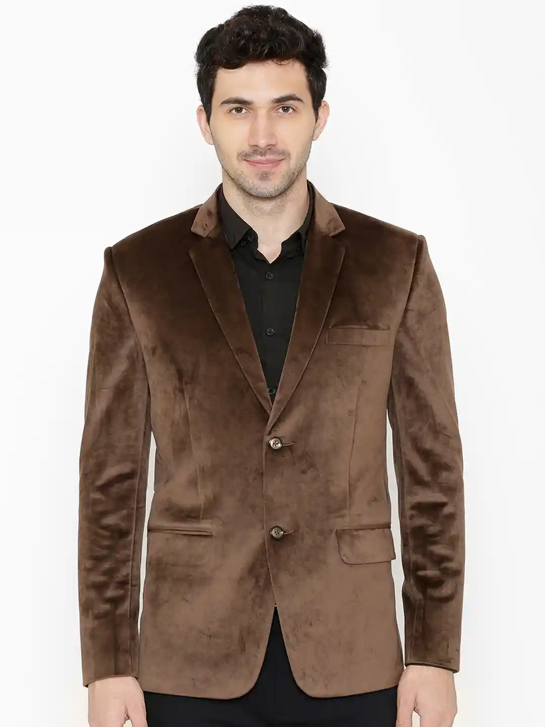 Velvet Jacket Mens Blazers Brown Regular Fit Velvet Tuxedo Blazer