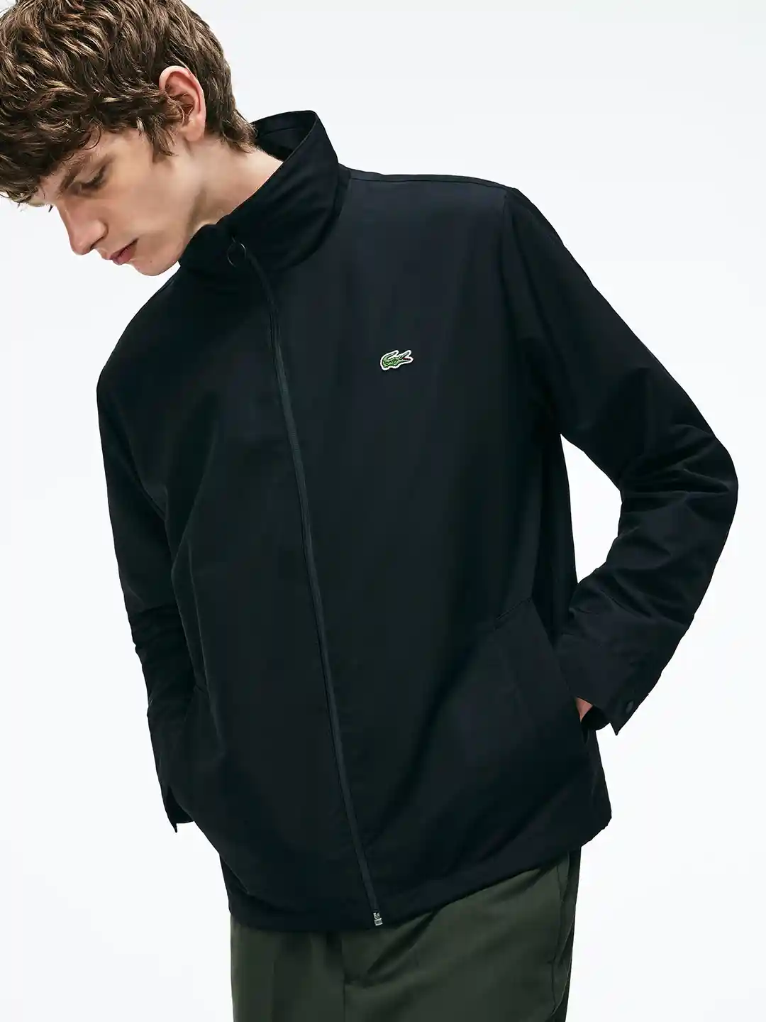 Buy Lacoste Men Black Solid Lightweight Open Front Jacket