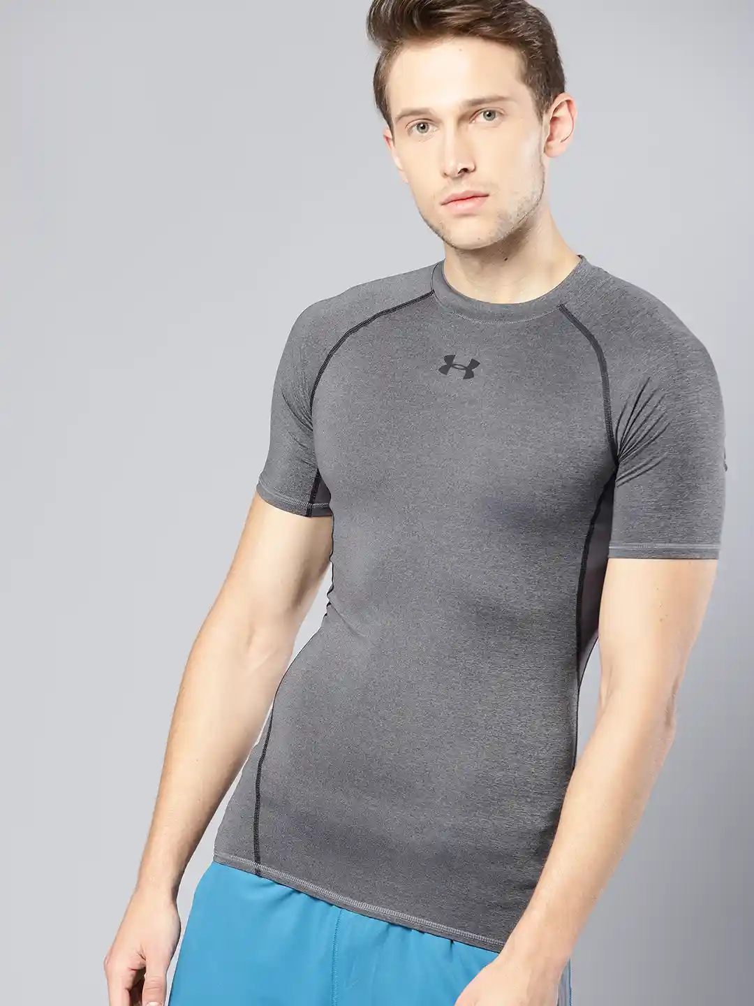 Buy UNDER ARMOUR Men Grey Solid HeatGear Armour Compression T