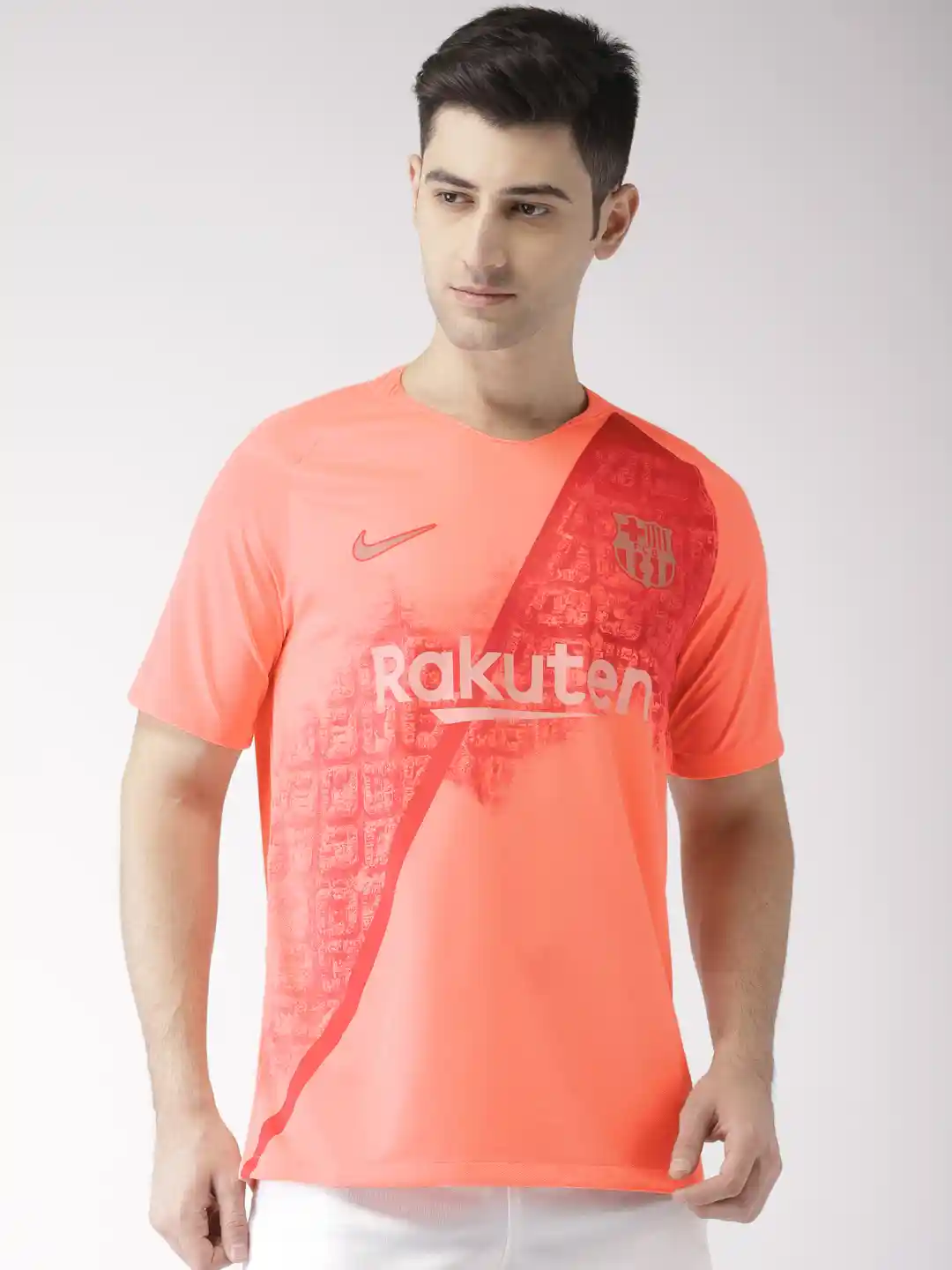 Mens Tshirt Nike Peach T Shirt Nike Men Pink Printed Standard Fit