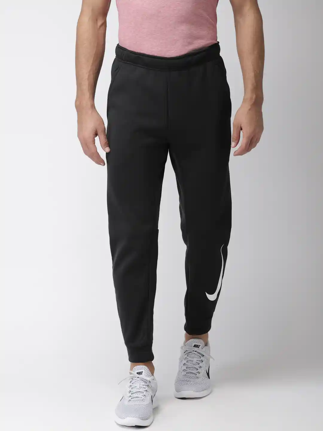 Track Pants Nike Fitted Sweatpants Nike Men Black Solid Standard
