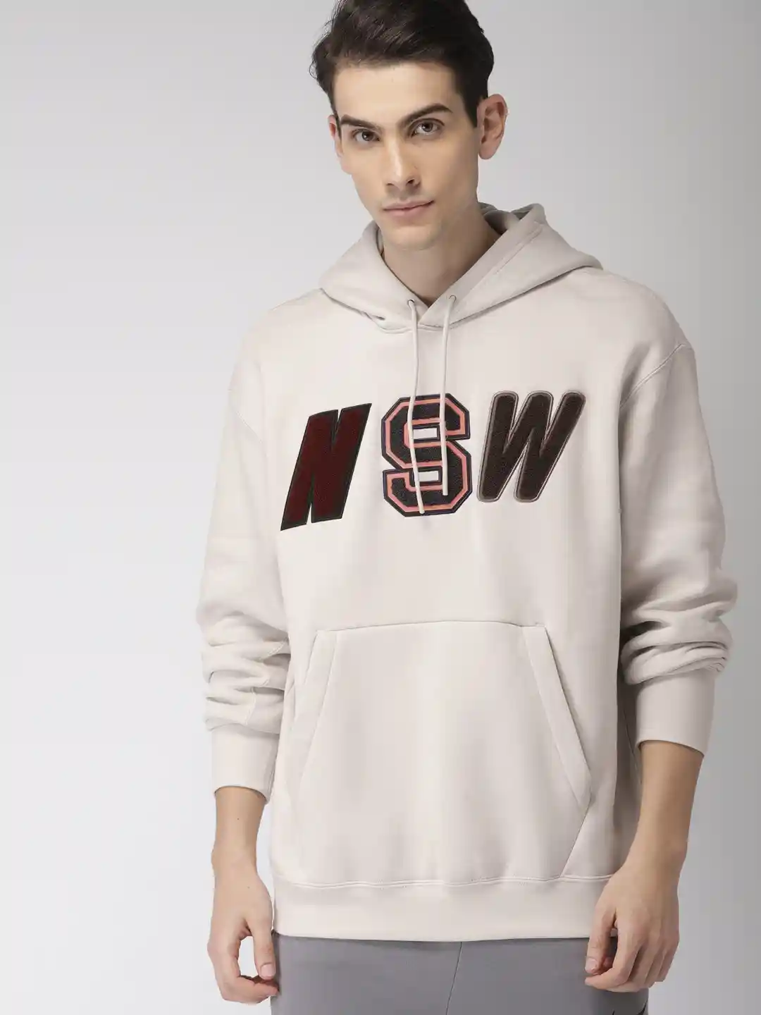 Buy Nike Men Beige Printed AS M NSW NSW PO FLC Loose Fit Hooded