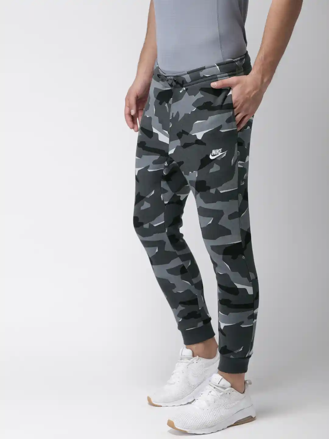 Buy Nike Men Grey Black Camouflage Print NSW CLUB CAMO Joggers