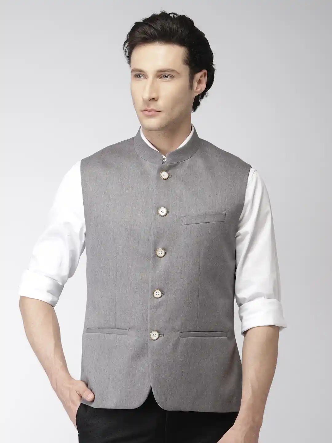 Buy Arrow Men Grey Zero Calorie Fit Solid Nehru Jacket Nehru
