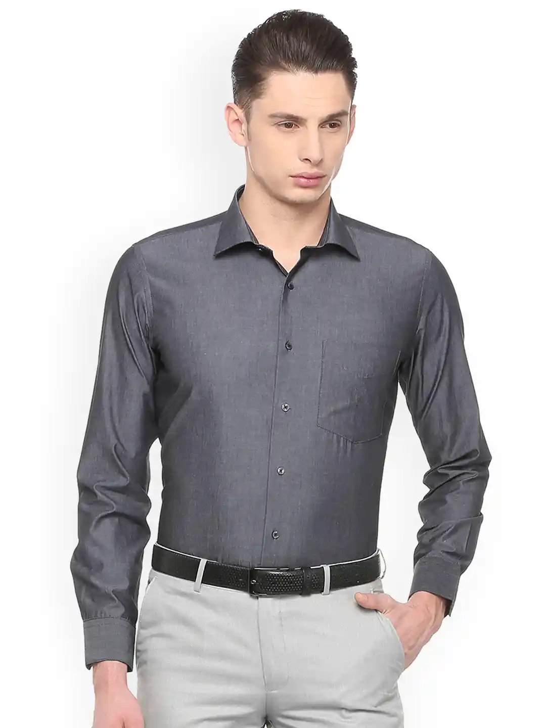Buy Van Heusen Men Grey Solid Slim Fit Formal Shirt Shirts for