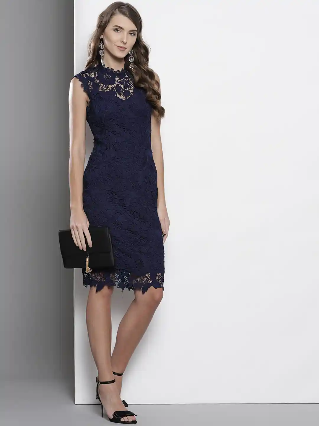 Buy DOROTHY PERKINS Women Navy Blue Lace Sheath Dress Dresses