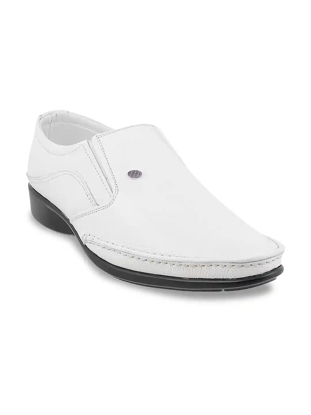 Buy Mochi Men White Semi-Formal Leather Slip-On Shoes Formal