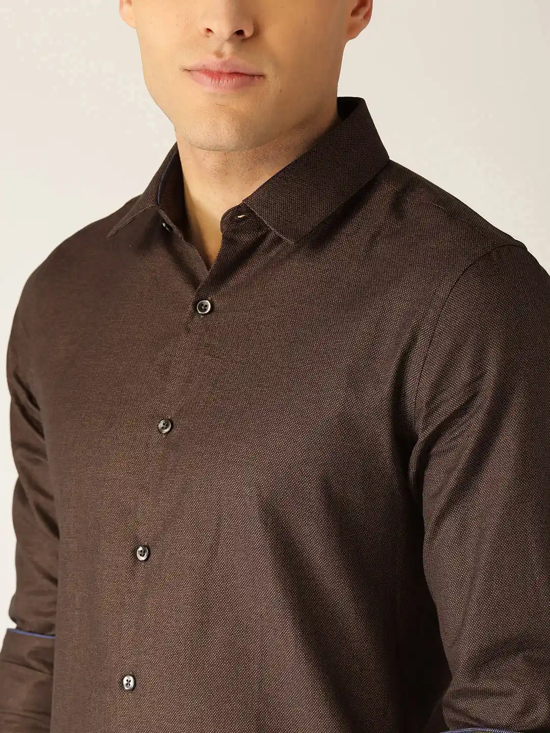 Buy United Colors of Benetton Men Coffee Brown Slim Fit Textured