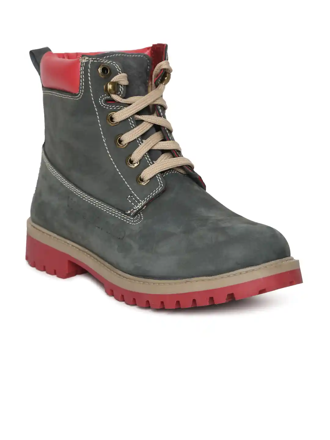 Buy Woodland Men Navy Blue Solid Suede High-Top Flat Boots Boots