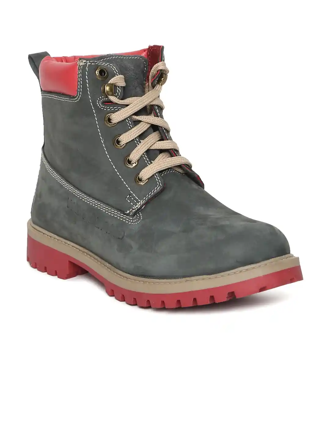 Buy Woodland Men Navy Blue Solid Suede High-Top Flat Boots Boots