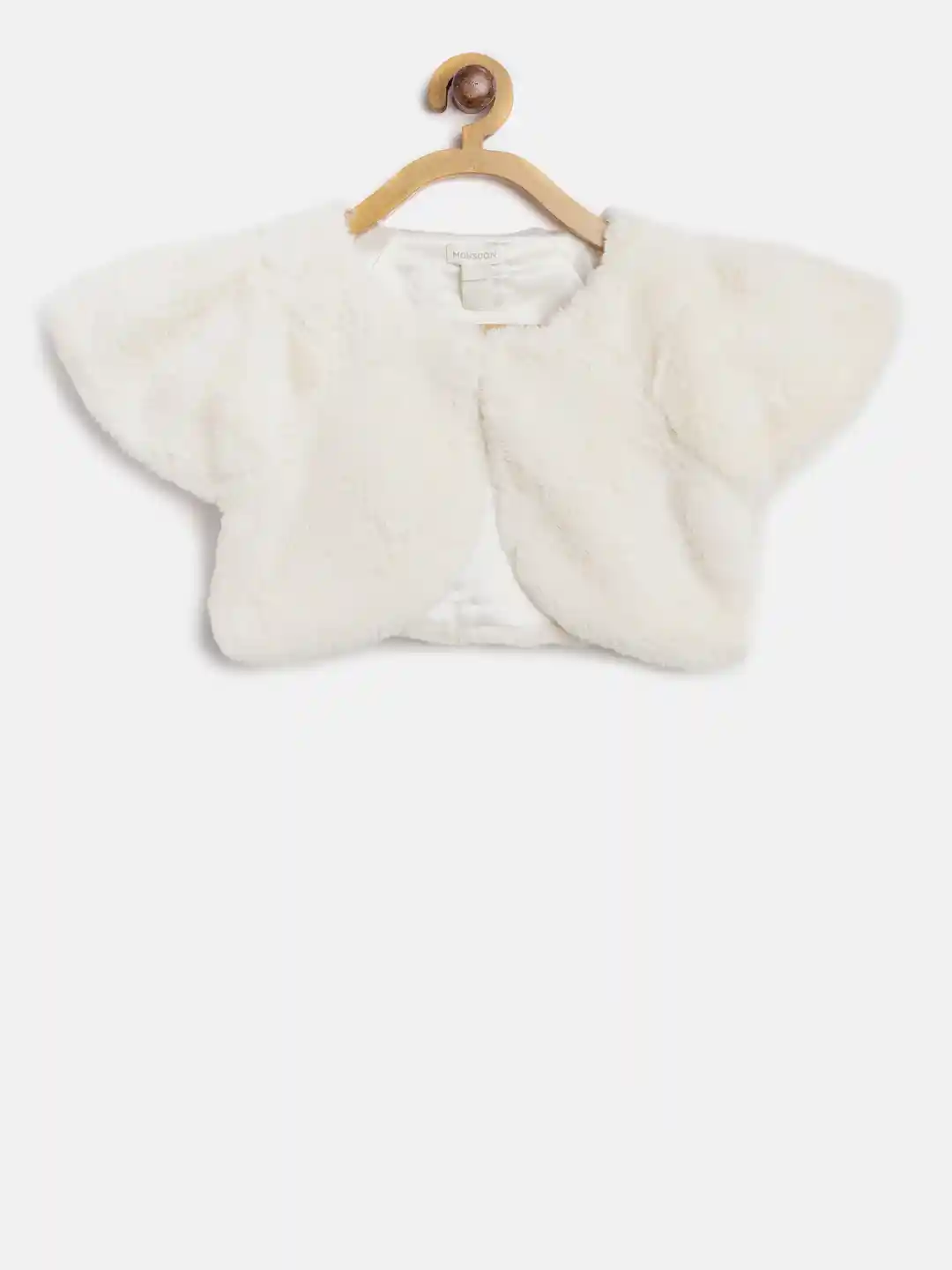MONSOON CHILDREN Girls Off-White Faux Fur Front-Open Cardigan