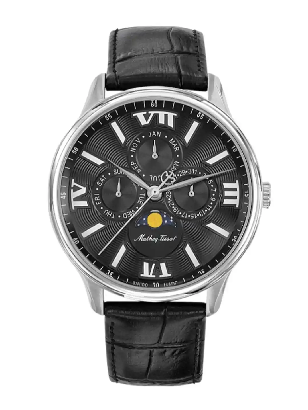 Buy Mathey-Tissot Swiss Made Men Edmond Moon Phase Black Dial