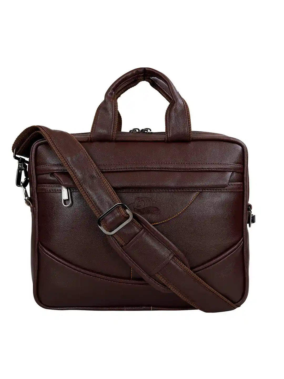Buy Leather World Unisex Brown 14 inch Solid Office Laptop Bag