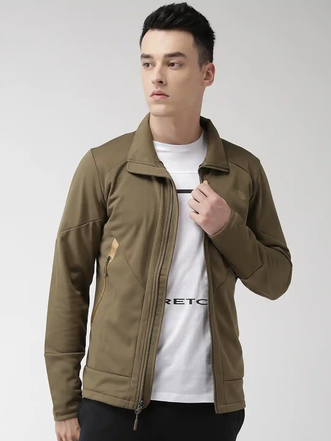 Buy The North Face Men Olive Green Solid Fast Hike Fleece Jacket