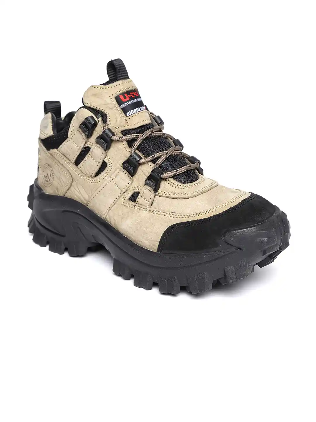 Woodland Men Khaki Nubuck Leather Sneakers