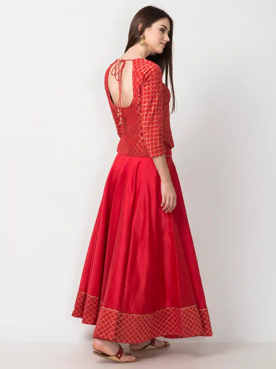 Buy Fabindia Women Red Printed Top with Skirt Co-Ords for Women