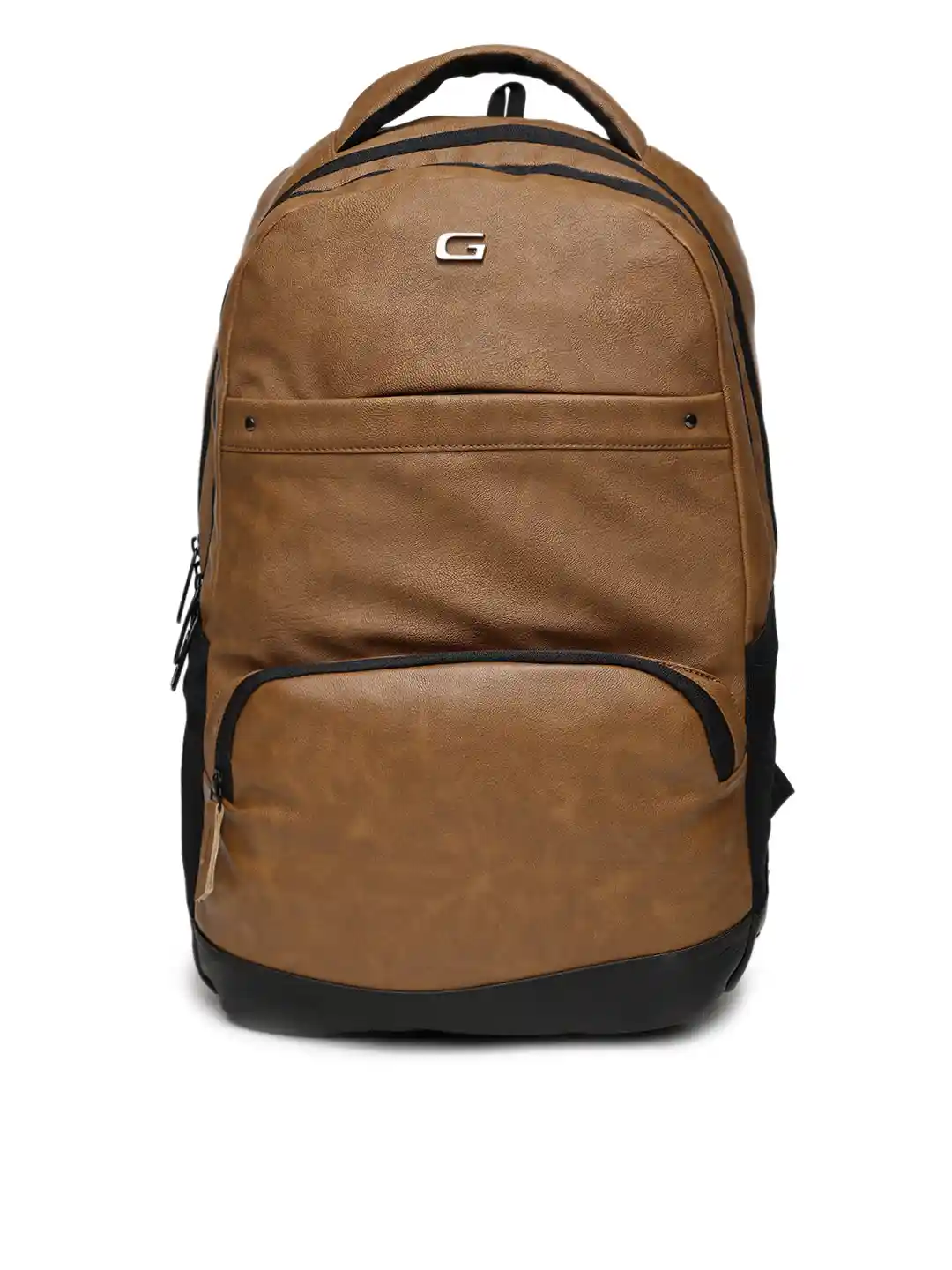 Buy Gear Unisex Brown Faux Leather Solid Backpack Backpacks for