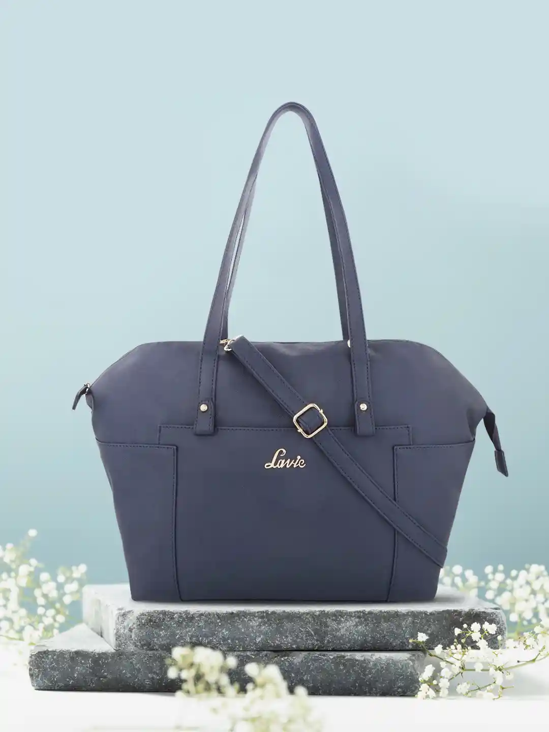 Lavie Navy Blue Solid Shoulder Bag