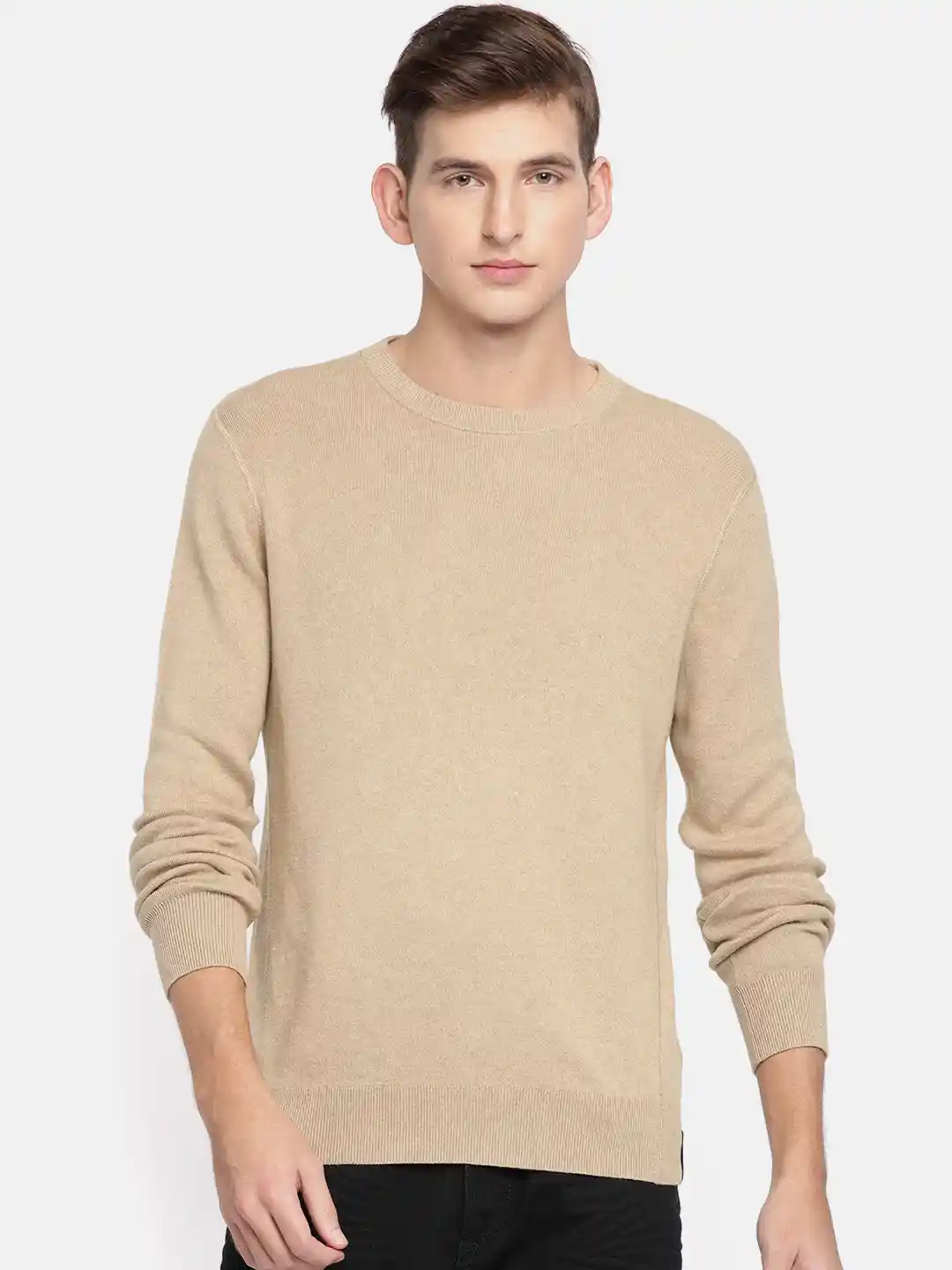 Buy Calvin Klein Jeans Men Beige Solid Pullover Sweater Sweaters